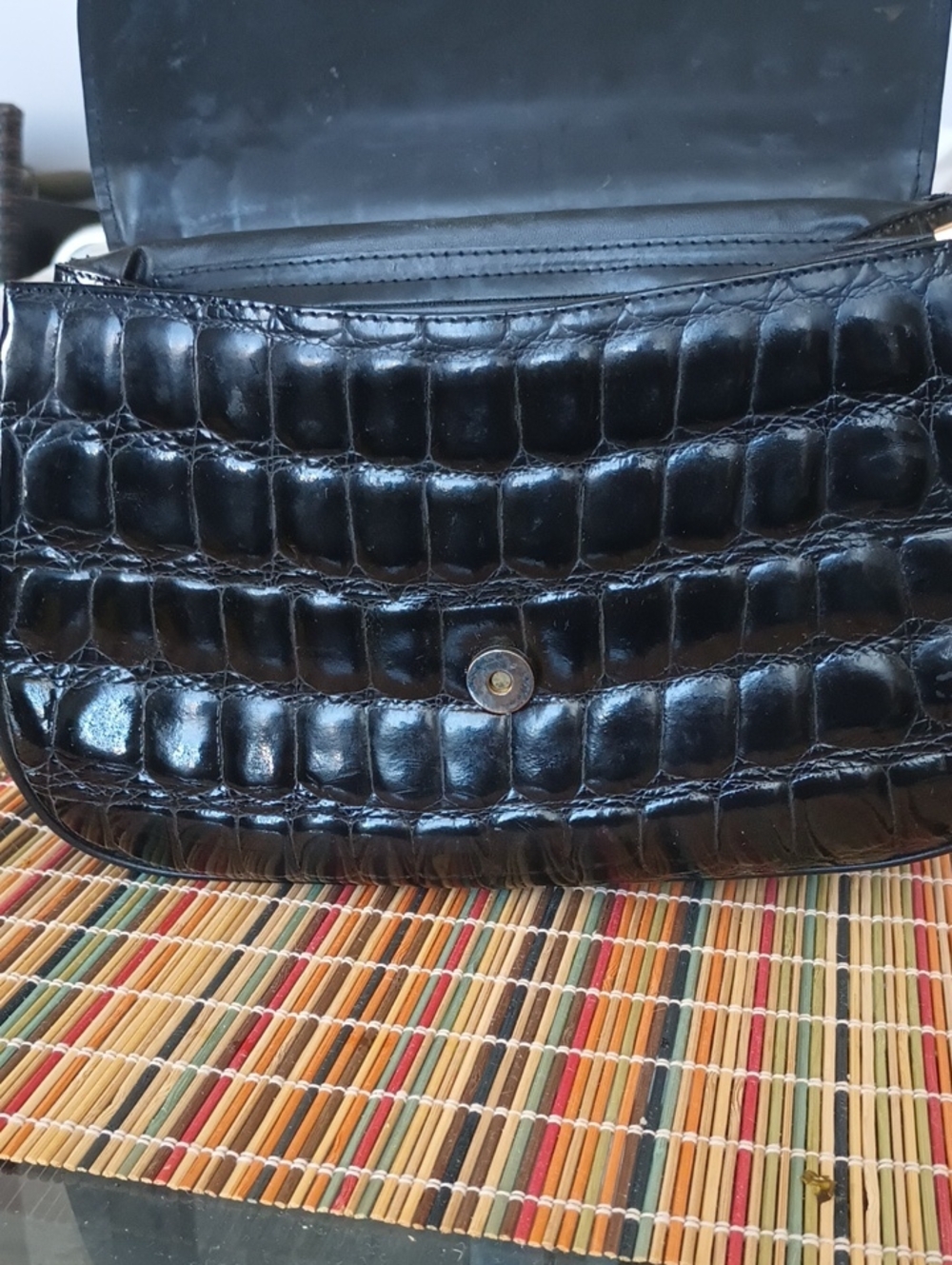 J.Renee Black Croc-Embossed Crossbody Bag